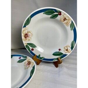 2 Savannah Grove Rimmed Soup Bowls by Citation 8" Magnolia Petit Flora-